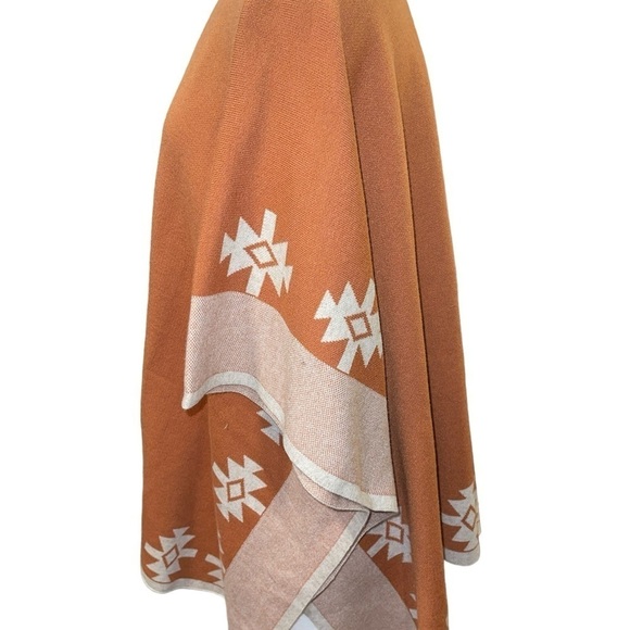 Warm & Cozy Women's Sweater Size M Rust Cream Kimono Style Open Front Southwest - Picture 4 of 9